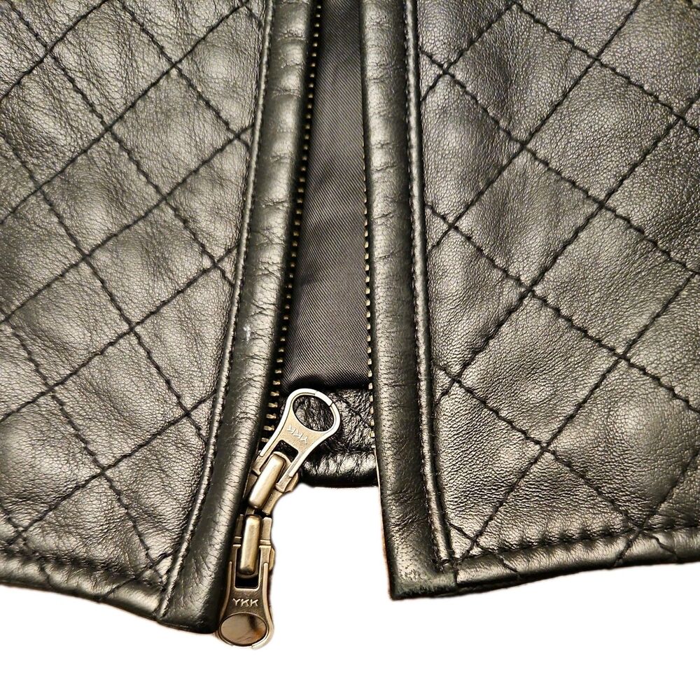 Caslon Quilted Black Lamb Leather Womens Vest, Size Petite Large - Picture 3 of 7